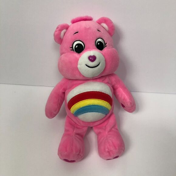 CHEER BEAR Care Bears Pink Classic Plush Toy Stuffed Animal Rainbow Small - Picture 1 of 3